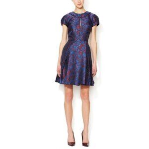 Timo Weiland Antonia Fit & Flare Maroon, Black, & Blue Silk Dress Size 2